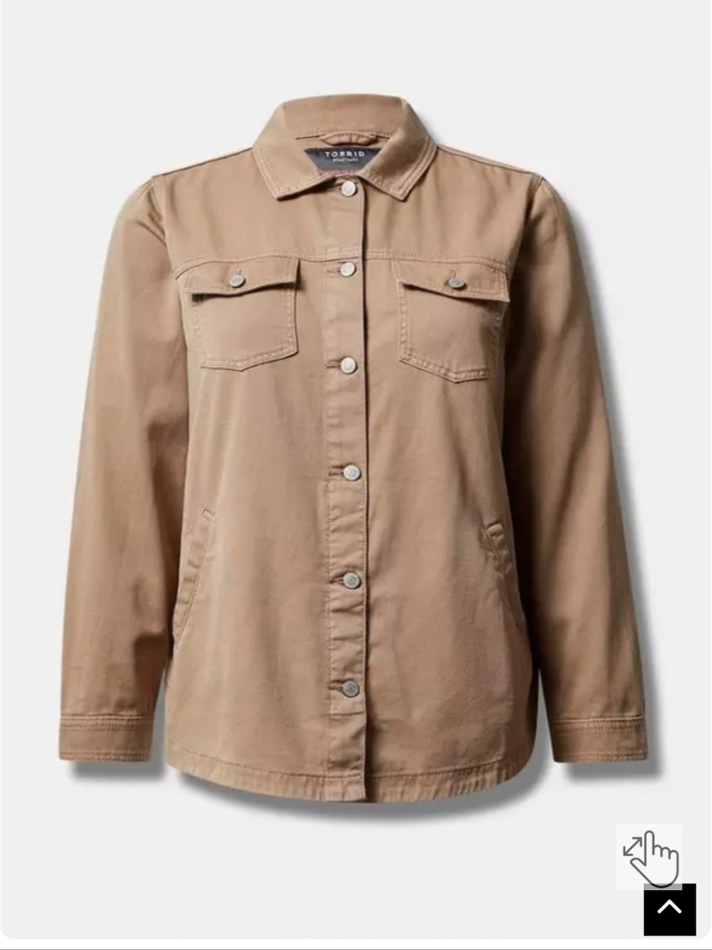 Torrid Tan Denim Shacket - Women's Lightweight Button-Front - Picture 6 of 12